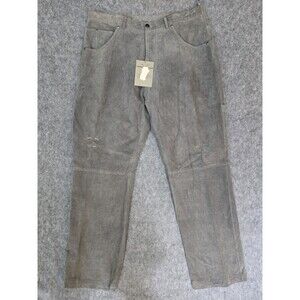 New Vintage Y2K Phat Farm Gray Suede Leather Hip Hop Cargo Jeans Pants Deadstock